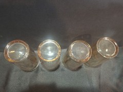 Vtg Jeannette Glass Hex Optic Iridescent Marigold Tumblers Carnival Glass SetOf4