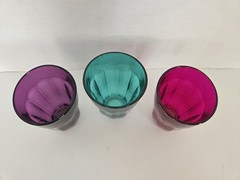 3 Pasabahce Palaks Vintage Jewel Tone 4.25″ Drinking Juice Glasses FREE SHIPPING