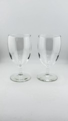 Set of 2 Clear Wine Goblets 12 oz Stemmed Glasses Vintage Barware Drinkware