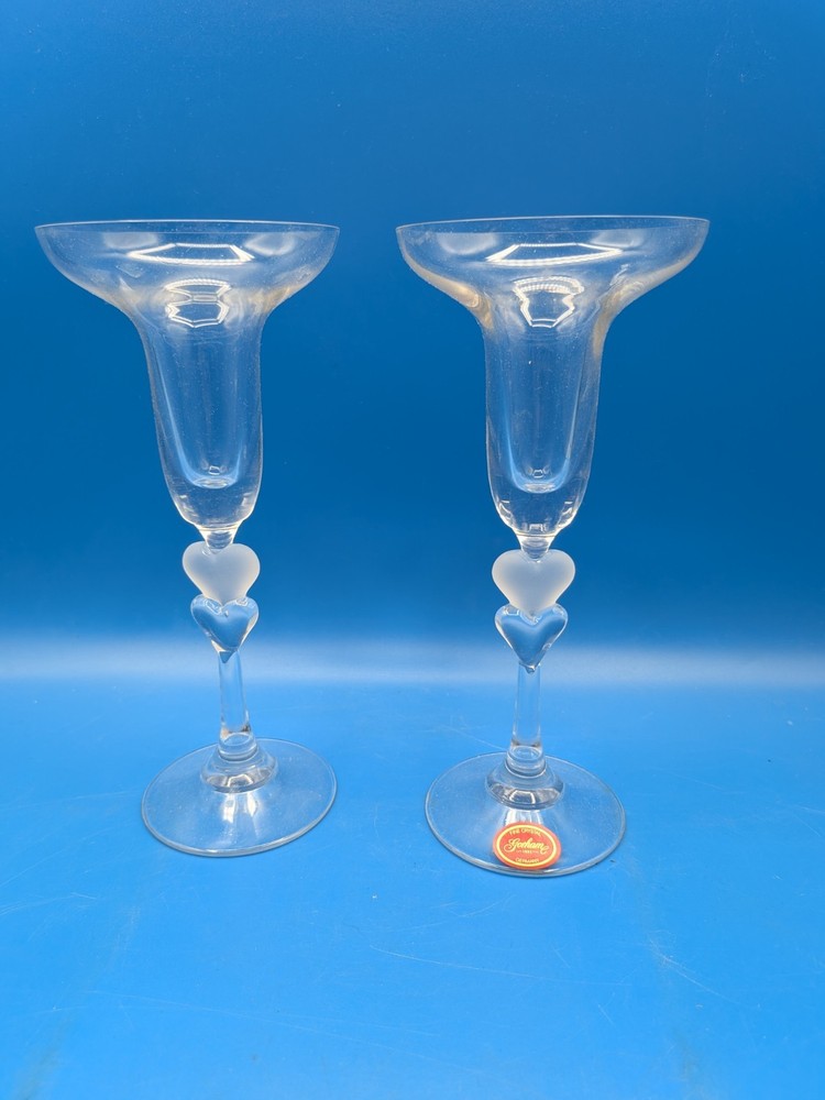 Gorham Amore Candlesticks Double Hearts Wedding Candlesticks (2) 7 3/4″