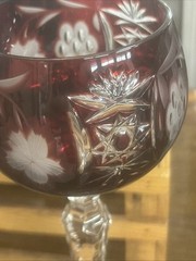 Vintage AJKA Crystal Marsala Red Cut And Clear 8 1/4″ Wine Glass Set Of 4