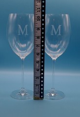 Lenox TUSCANY Large 10 3/4″ Tall Merlot Wine Glasses Monogram M ~ Set of 2