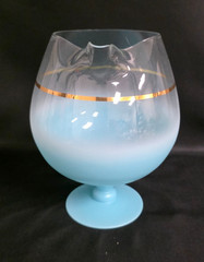 Vtg West Virginia Blendo Aqua Blue Frosted Cocktail Pitcher Footed Snifter MCM