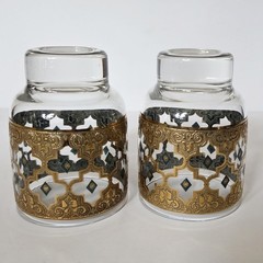 Culver Seville Glasses Double Old Fashioned Footed Lowball (Set of 2) Vtg 4.25″