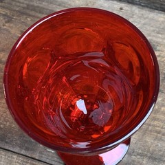 Fostoria Water Glass Goblet Argus Ruby Red Pattern 6.5”T Vtg Glassware