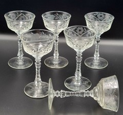 Set of 6 VTG 1940s Rock Sharpe «Halifax» Champagne Coupes or Sherbet Glasses