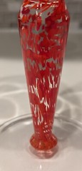 Leonardo Millefiori Murano Style Water Goblet Clear W/Orange Swirl Stem ~ 12 oz