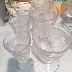 Vintage Heisey Zodiac Glass Sets Stem 1590 (3) Claret Wine (3) Juice Set of 6