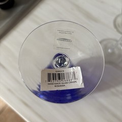 4 Bachman Traube Sapphire Blue Grape Cut To Clear Wine Glass, Made In Romania