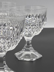 4 Fostoria Tall Crystal Sherbet Dessert Dish Cups Stratton Pattern 5 3/8″ MINT