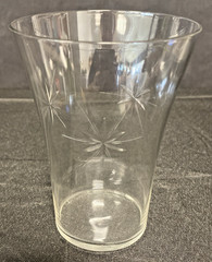 4.25” Etched Starburst/CrissCross Pattern Vintage Glass EUC