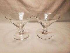 Crystal Cocktail Glasses Dessert Sherbet Cups With Etched Roses Vintage Set of 2