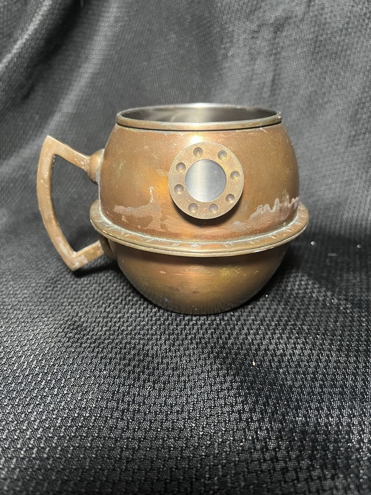 Vintage Reyka Vodka Copper Nautical Ship Porthole Cup Mug with Handle