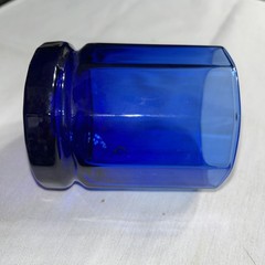 Anchor Hocking Essex 10-sidded cobalt blue lowball barware glass 3”x3 3/4”