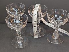 Antique Cut Glass Hollow Stem Crystal Champagne coupes Tulip Shape