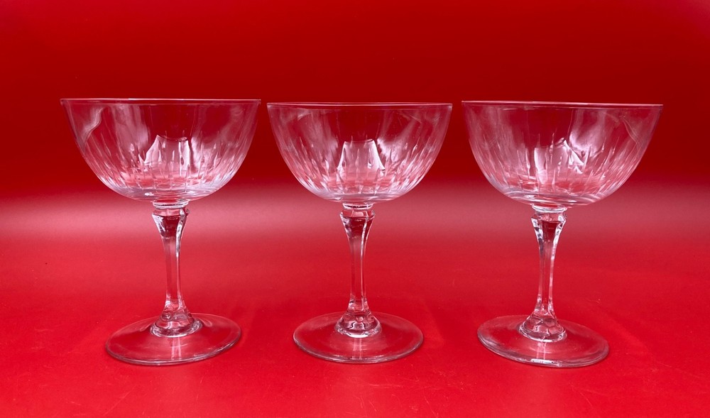 3 Lenox STARFIRE-ROMANCE SHAPE Crystal Glasses Champagne / Tall Sherbert