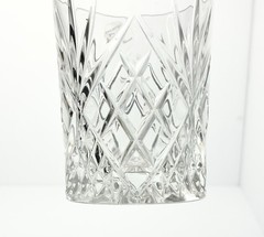 Vintage 4 Crystal Cocktail Old Fashioned Tumbler Glasses 4” 10oz Fan & X Cuts