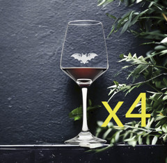 Bat Wine Glasses x4 Premium 12 Oz Personalize Animal Wild Nature Gift NEW