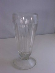 Ice Cream Soda Glass Clear Ribbed 10 oz. Footed Milk Shake Tumbler Jeannette?