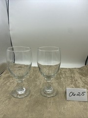 lot of 2 Vtg Heavy 7″ Wine Water Glass Goblets barware glassware EUC dining