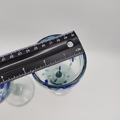 2 Hand Blown Art Glass Blue Aqua And Green Wine Glasses 8″ Festive Beach