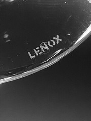 LENOX STACCATO Balloon Wine Glass Etched Cut Crystal Geometric Lines Ovals Set 3