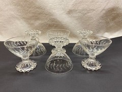 6 Anchor Hocking Berwick Boopie Parfait Dessert Cups Etched Laural Leaves Vine