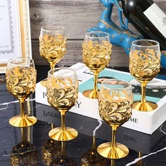Golden Goblet Wine Glass Champagne Cup Cocktail Glass Royal Embossed Wine Goblet