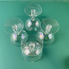 4 Fostoria Drink / Sorbet Stemmed Glasses Iridescent Delicate Classy Vtg