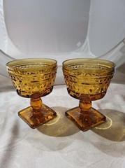 Set of 2 Vintage Indiana Glass Co Amber Colony Park Lane Dessert Goblets