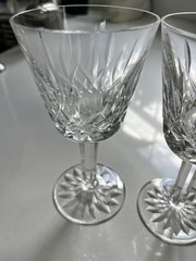 Set of 2 Waterford Lismore Crystal 4oz 5 7/8 Stem Wine Glass Goblet Lot..