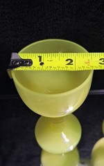Portieux Vallerysthal Set of 2 Cordial Glasses, Yellow Opaline Vaseline/Uranium