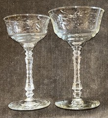 17 Libbey Rock Sharpe Glass Arctic Rose Etch Champagne Liquor Cocktail Glasses