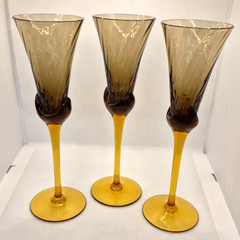 Vintage 1980’s MIKASA BLOSSOM GINGER Champagne Flutes-Set Of 5-Discontinud-EUC