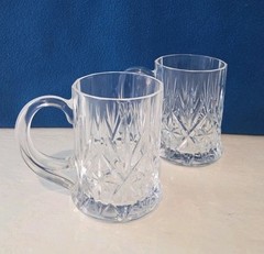 Set of 2 Cristal d’Arques-Durand Chantilly Taille Beaugency Crystal Mugs .France