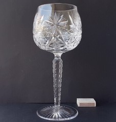 Xxl Glass Foot Cup Trophy Hand-Cut Val St. Lambert Around 1900 M923