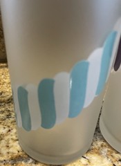 Set Of 2 Vintage Libby Frosted Candy Stripe Tom Collins Glass Tumblers 7”