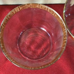 Vintage Tiffin Gold Rimmed Juice Glasses MCM Floral Optical Short Tumbler Drink