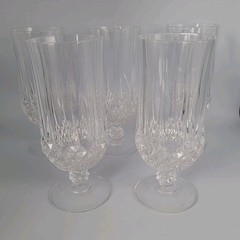 Water /Tea Footed Goblets. Longchamp Cristal D’Arques 5 Pc. Set.