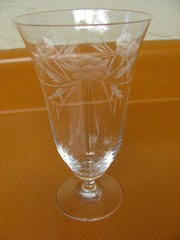 Vintage Crystal Etched Flower & Leaves Design-Iced Tea/Parfaits-Set of 4