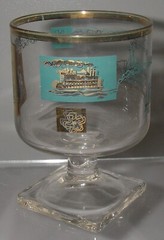 Federal Glass Feg47 SOUTHERN COMFORT Aqua Gold Wine Steamboat/Riverboat Scene