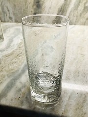 Vintage Style Libbey Crisa Clear Dimpled, Pinched Grip Glass Beer Tumbler 18oz