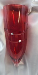 Royal Scot Hand Cut Crystal Ruby Diamante Champagne Glasses • Swarovski Elements