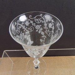 6 Cambridge Glass Elaine 3121 Small Wine Glasses 5-7/8″ Tall 2.5 oz. VGC Etched