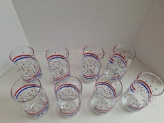 8 Libbey Glasses Tumblers Stars Patriotic Stripes Red White Blue EXC