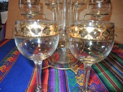 Mid Century Wine / Cocktail Glasses + Decanter Set — Culver Valencia 22K Gold