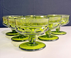 Colony Crown Green Champagne/ Tall Sherbert Glasses MCM Vintage Set Of 6