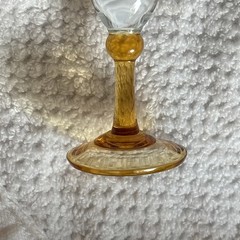 Vintage Clear Glass Amber Stem Cordial/Sherry Flutes Set Of 5