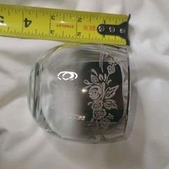 Vtg MCM Queens Luster wear Silver Fade Roly Poly Glasses Floral Rose Set Of 4