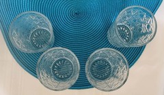 615. S/4 Libbey Pressed Glass Hobstar Pattern Tumblers 4.25″Hx3″W